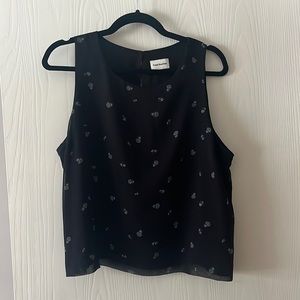 Black Blouse with White Flowers